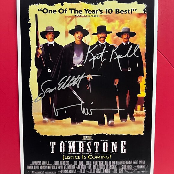 HAND SIGNED TOMBSTONE Movie Poster by 3 Cast AUTHENTICATED with COA - Picture 1 of 3